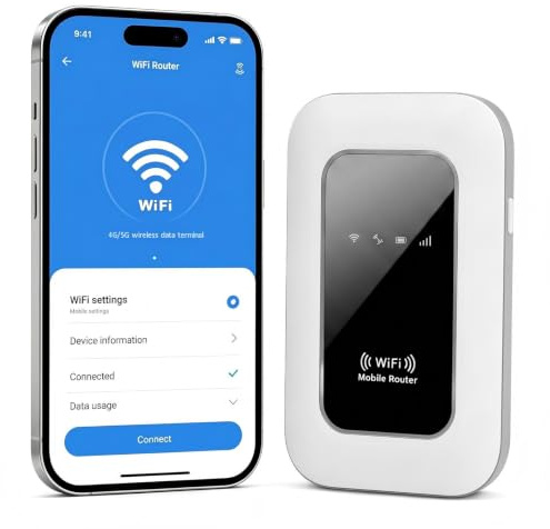 WiFi Portable 5G avec Emplacement pour Carte SIM, prêt à l'emploi, supportant jusqu'à 20 appareils, idéal pour Le Foyer, Le Bureau et Les Voyages