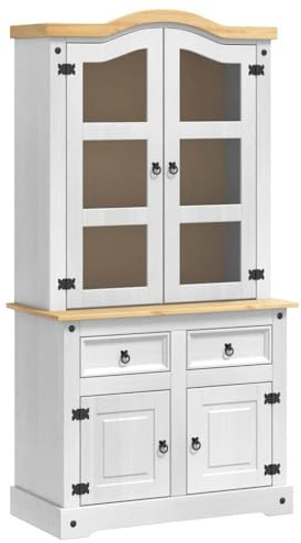 Solid Pine Wood Modern Minimalist Sideboard White 100 x 48.5 x 179 cm | Sideboard Corona White 100 x 48.5 x 179 cm Solid Pine Wood Storage Cabinet with Drawers