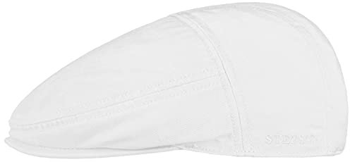 Stetson Paradise Cotton Schirmmütze Herren - Flatcap mit UV-Schutz 40 - Herrenmütze aus Baumwolle - Schirmmütze (Schirmlänge 4,5 cm) - Schiebermütze - Flat Cap Sommer/Winter weiß S (54-55 cm)