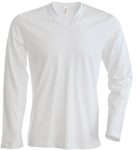 Kariban Mens Slim Fit Long Sleeve V Neck T-Shirt