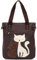 KAUKKO Canvas Handtaschen Niedliche Katzen Shopper Schultertasche Frauen Ideal Geschenk für Mädchen, Damen, Katzen Liebhaber, Kaffee-93