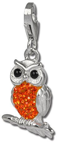 SilberDream orange Charm Eule Zirkonia 925 Silber Damen Charmsanhänger GSC505O Silber Charmsschmuckanhänger