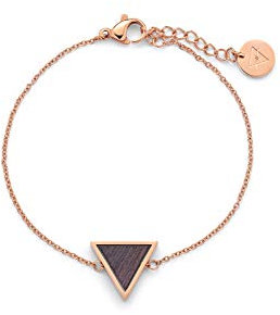 Kerbholz Holzschmuck – Geometrics Collection Triangle Bracelet, filigranes Frauen Armband in roségold mit Dreieck Anhänger, Schmuck aus Naturholz, größenverstellbar (Armbandlänge 15 + 2,5 cm)