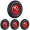 Roue de brouette Caoutchouc 200 kg, Lot de 4, Roue de Rechange avec axe, Caoutchouc essieu 4.80 4.00-8, Noir-Rouge