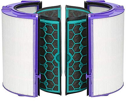 Air Purifier Dyson DP04 Pure Cool Desk Fan Filter Dyson TP04 HP04 HEPA Filter & Inner Activated Carbon Filter - Sealed Two Stage 360° Filter System, White/Black