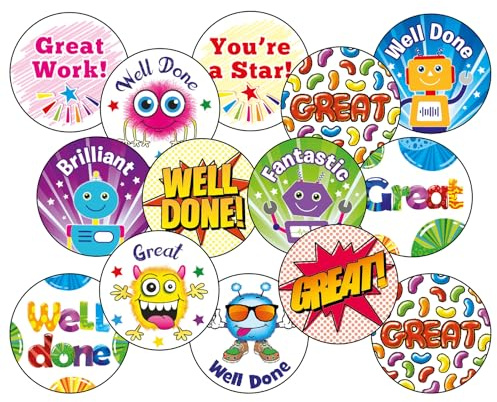 300 gemischte Duftaufkleber, DuftWell Done, tolle Arbeit, Motivation, für Kinder, Schüler, Lehrer, Schule, Lob und Belohnung, 25 mm, Vorteilspackung