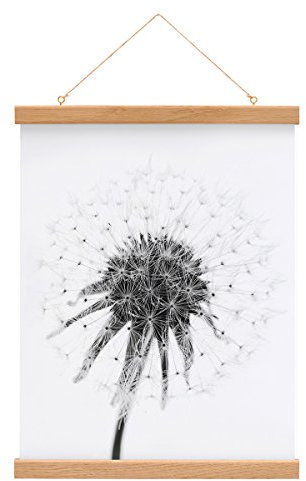 PHOTOLINI Posterleiste Eiche Massiv 51 cm Echtholz, magnetische Poster-Hänger, Posterhalter, Posterschiene - für Fotos & Poster zur flexiblen Gestaltung