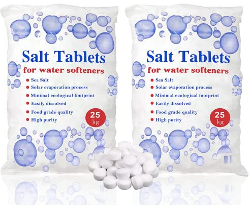 25 Kg Salt Tablets Water Softener, salt pellets water softener, Compatible to all Water Softner salt tabs ,100% Genuine British salt tablets for salt water softener of Premium Quality (2 Bags)