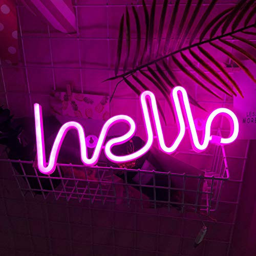 Neon-Lichtschild, LED-Licht, Rosa, Hello Englische Buchstabenform, Neonschilder, batteriebetrieben, Neonlichter für Hochzeit, Geburtstag, Party, Zuhause, Zimmer, Wanddekoration