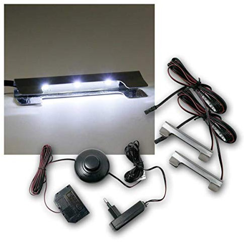 world-trading-net - LED Glasbodenbeleuchtung Clip-3D im 4er Set, Leuchtfarbe kaltweiß, inklusive Netzteil