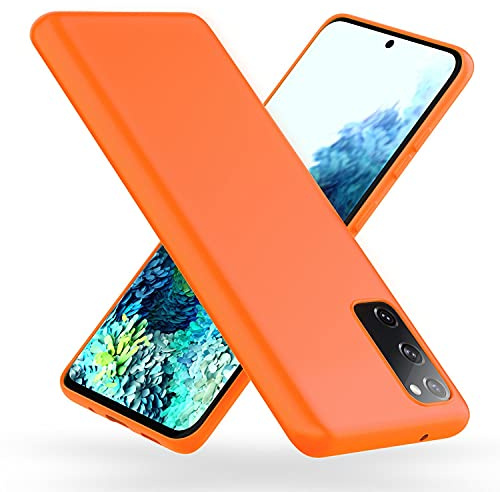 NALIA Neon Silikonhülle für Samsung Galaxy S20 FE - Hülle, Orange | Stoßdämpfer in den Ecken, Erhöhter Kamerarand, Kaschiert Fingerabdrücke, Präziser Tastendruck, Griffsicherer Halt