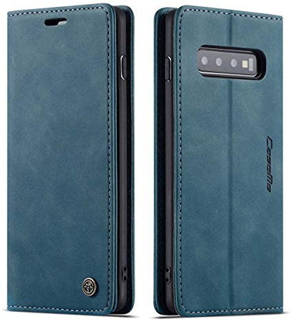 mvced Coque Compatible avec Samsung Galaxy S10 5G,Anti-Choc Housse en Cuir Premium Flip Case Portefeuille Etui,Bleu