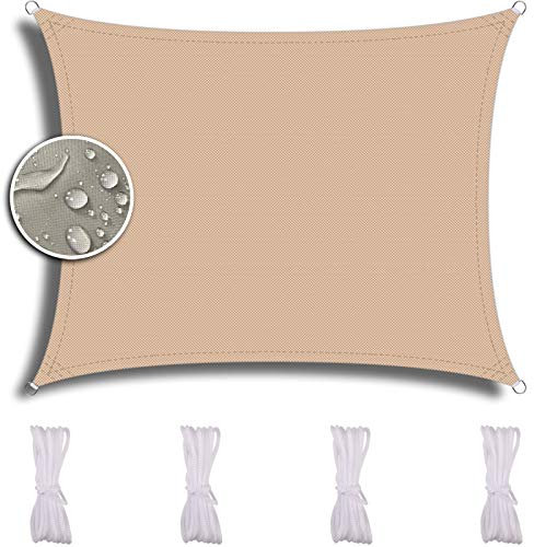 ZQXFZ Voile D'Ombrage Rectangulaire avec 3X6m, pour Jardin Terrasse Camping, ImperméAble Et RéSistante, Dpe Respirant Anti UV Auvent Tissu ImperméAble à l'eau, Couleur crème