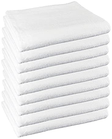 ROYAL EUROPE TEXTILE SL 10 Toallas de Ducha 100% algodón Medidas 70x140 cms Color Blanco. 450 Gramos/m2.