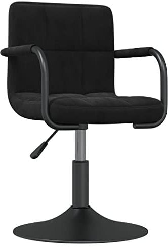 vidaXL Esszimmerstuhl mit Armlehnen Höhenverstellbar Drehbar Küchenstuhl Essstuhl Drehstuhl Stuhl Polsterstuhl Lehnstuhl Schwarz Samt