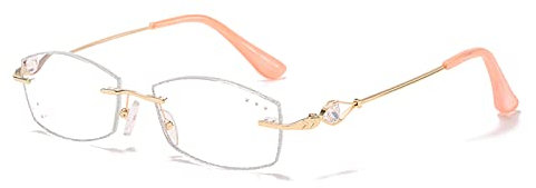 HODERDS Blaulichtblockierende Lesebrille, Ultraleichte, Rahmenlose Anti-Ermüdungs-Lesebrille Für Damen, Ideal Zum Lesen Arbeiten Einkaufen(Size:+2.50,Color:Silber)