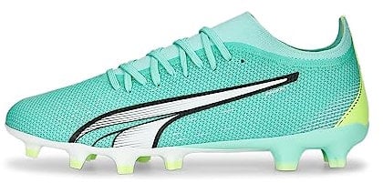 PUMA Men's Sport Shoes ULTRA MATCH FG/AG Soccer Shoes, ELECTRIC PEPPERMINT-PUMA WHITE-FAST YELLOW, 45