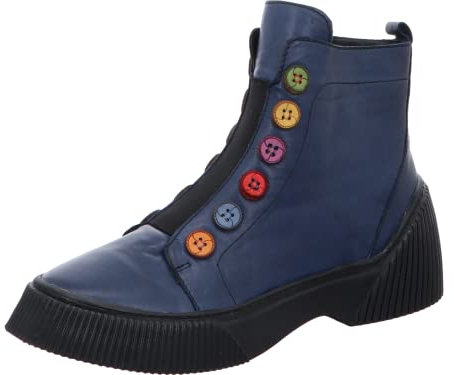 Gemini Damen Boot Stiefelette Bunte Knöpfe Reißverschluss 033100-02, Größe:39 EU, Farbe:Blau
