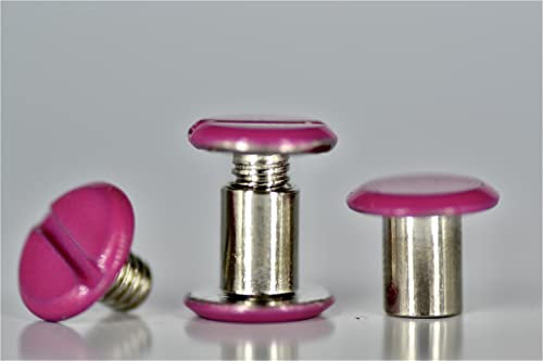 Q-tools® - Viti per libri, 7 mm, colore rosa, 20 pezzi, viti Chicago, rivetti decorativi, rivetti in pelle, per la lavorazione della pelle