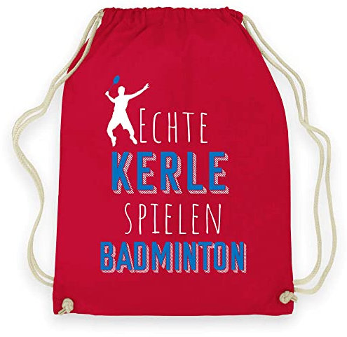 wowshirt Turnbeutel Gymsack Echte Kerle Spielen Badminton Badmintonspieler Sportler, Farbe:Classic Red