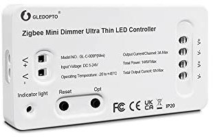 Gledopto ZIGBEE3.0 + 2.4G ultradünner Mini-Streifencontroller DC5-12-24V kompatibel mit Tuya Smart Life Amazon Echo Plus und mehr ZIGBEE3.0 Gateways controled RF