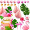 JeVenis Flamingo Kuchen Dekoration Blätter Kuchen Dekoration Gold Pink Kugeln Kuchen Dekoration Rosenkuchen Dekoration Flamingo Dekoration Tropische Party Dekoration