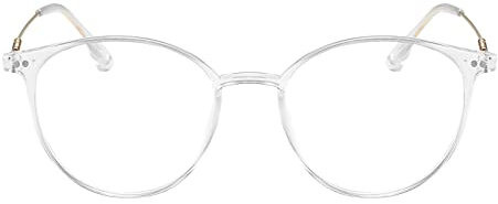 KAEOISFU Superleicht Oval Transparentem Rahmen Lesebrille 1,0 Damen Herren, Runden Blaulichtfilter Computerbrille Lesebrillen, Retro-Runde Computer Lesebrillen mit Sehstärke