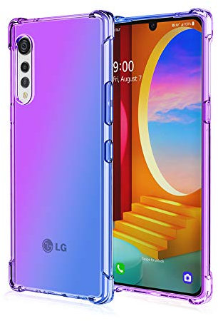Niaoszhex Hülle für LG Velvet 5G/4G, TPU-Silikonhülle, Anti-Fall-Softshell, Vier-Ecken-Airbag,Anti-Drop staubdicht Stoßfest Hülle (Lila blau)