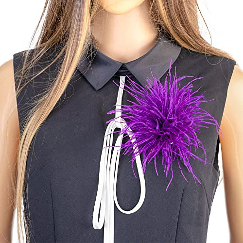 SYSUII Damen Federbrosche,Natürliche Straußenfeder Ansteckbrosche Federbrosche Feder Blume Brosche Pins Kleid Zubehör Fascinators Kostüme Dekor Kopfbedeckung für Hochzeit Party Festival -Lila