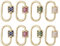 Craftdady 10Pcs Cubic Zirconia Screw Carabiner Lock Charms Gold Oval Necklace Chain Clasp Clip Colorful Crystal Rhinstone for Jewellery Making Bracelet