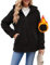 Yeenily Cappotto Donna con Cappuccio Manica Lunga Cerniera Caldo Giacca Casuale Sciolto Peluche Outerwear(Nero,S)
