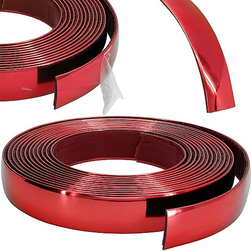RECAMBO Zierleiste Rot metallic - Vielseitig, Flexibel & Selbstklebend - 16mm x 5m