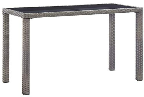 Homgoday Gartentisch Anthrazit 123x60x74 cm Poly Rattan Outdoor Tisch Balkon Picknick Hinterhof Terrasse Campingtisch Garten Esszimmermöbel