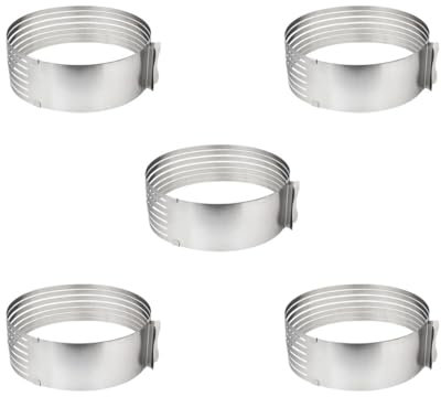 5 Set Stainless Steel Cake Mould Adjustable Slicer Layer Baking Cutter 6-8 in