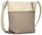 Zwei Damen Umhängetasche JANA J10 Crossbody Bag 5 Liter Handtasche im Canvas-Stil im Bicolor-Design + passender Kosmetikbeutel/Geldbeutel gratis (nubuk-cappuccino)