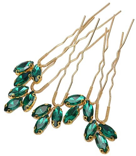 Generic Strass-Haarnadel, Haarschmuck, Haarnadel, Strasssteine, Weiblich, Hochzeit, Retro, 5 Stück, Antik, Leicht, Hochzeit, Grün, Hochzeitsschmuck, Schmuck, Schmuckzubehör