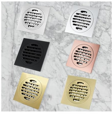 Desague Ducha Desagües de suelo negros de 10cm, rejilla de ducha cuadrada de latón, desagüe de suelo de desecho, inserto de azulejo, canal de drenaje dorado for residuos de baño y cocina Sumidero Duch