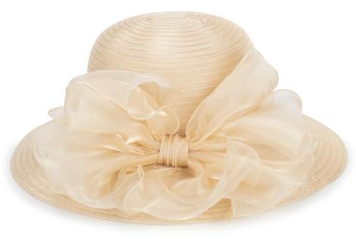 Kentucky Chapeau Derby en organza pour femme – Mariage, église, thé, fête, large bord, chapeau de soleil d'été