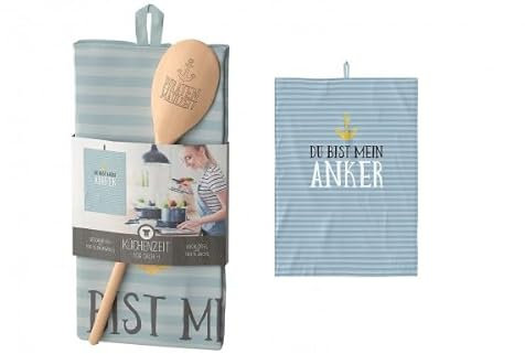 Rungassi Geschirrtuch mit Kochlöffel Geschenk Set Meer (Du bist Mein Anker - 3068111)