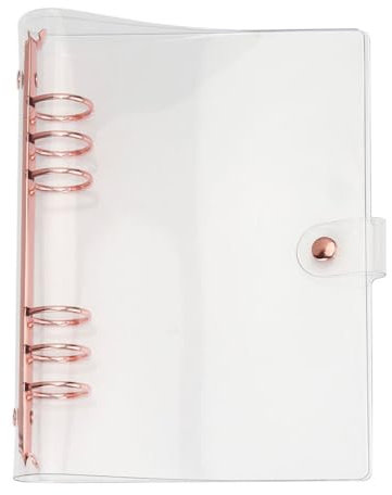 SEWACC Rose Gold Hand Book Creative Six-rings Binder Loose-leaf Notebook Cover Portable Notepad Cover Students Notepad Cover Pvc Notebook Cover Portable Transparent Binder A5 Binder