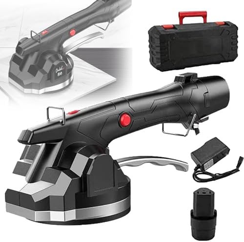 PLABNK Tile Vibration Leveling Machine, Suction Cup Diameter: 12.8CM, Recharged, Speed Adjustment+ Easy to Use, One Hand Operated, for Wall Tiles, Floor Tiles, Bathroom Tiles,Battery × 1
