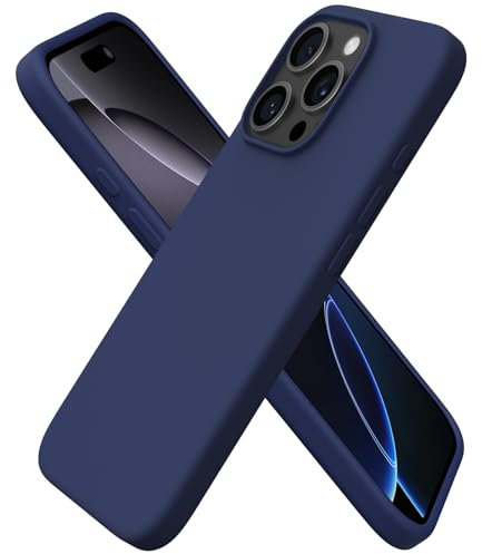 ORNARTO Coque pour iPhone 16 Pro, Housse en Silicone Liquide Compatible avec iPhone 16 Pro 6,3 Pouces, Étui Fine Slim, Case Souple Protection Complète, Cover Antichoc (Bleu Marine)