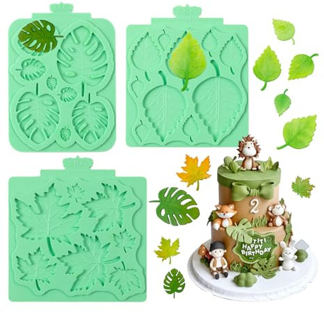 KALAIEN Blattformen aus Silikon, Blätter, Schokolade, Fondant, 3 Stück