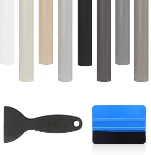 8 Pcs Wax Wood Filler Sticks 11CM with Scraper for Wood Repair, Laminate Floor Repair Kit, Furniture Repair Wax Crayon for Scratches Holes Floor Laminate Carpenters, Stains, Grey Series