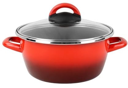 Cacerola 'SR' Ø20cm CON tapa de vidrio color rojo Magefesa