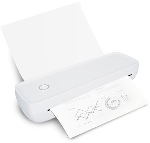 Mobiler Drucker A4, Kleiner Thermodrucker Bluetooth 300DPI, Tragbarer Wireless Handy Printer für Android und iOS, Inkless Printer für Unterwegs