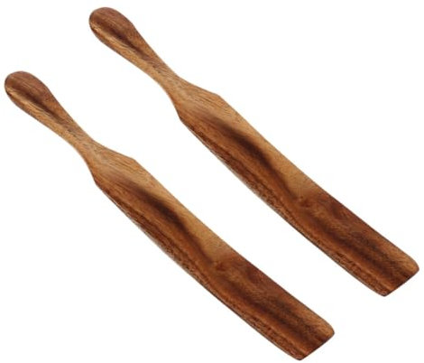 MAGICLULU 2pcs Wood Spatula Wood Flipper Wooden Turner Cooking Utensil Jam Spreaders Cheese Spreader Kitchen Utensils Scraping Board for Butter Scraping and Spreading Bread Making