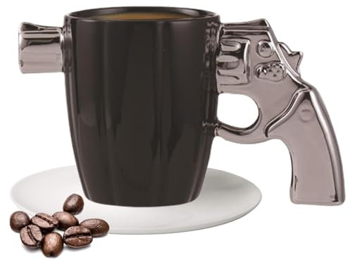 Revolver-Tasse -Keramikbecher – Kreative Partygeschenke Keramikbecher, Leichte Porzellantasse, Personalisierte Kaffeetassen Für Damen Und Herren Oder Kaffee, Tee - Silber
