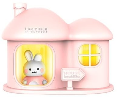 RuiJOTWAT Double Nozzle Humidifier, Small Portable Night Light Humidifier, Suitable For Desktop Bedroom, Pink