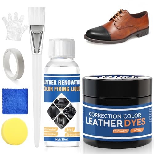 Teinture Cuir Noir, Teinture pour Cuir+Vernis pour Incolore, Utilisé pour le Changement de Couleur la Rénovation et la Réparation de la Couleur, Mat,Solide et Résistant à L'usure, 50g